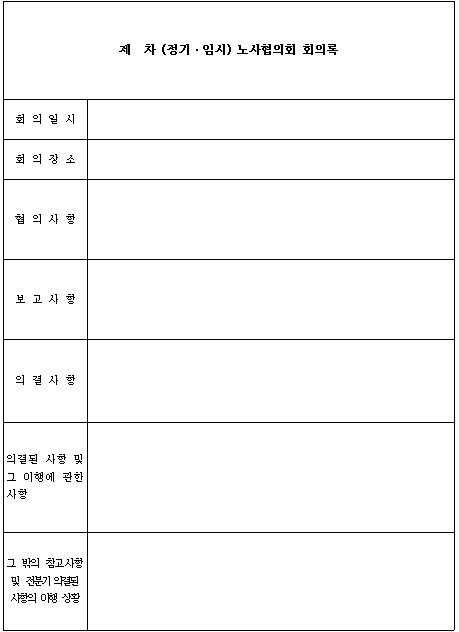 3호서식_정기,임시 노사협의회 회의록