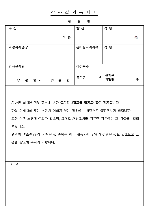 감사결과통지서