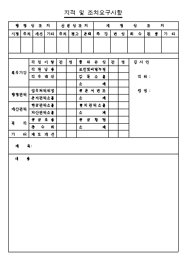 지적 및 조치요구사항