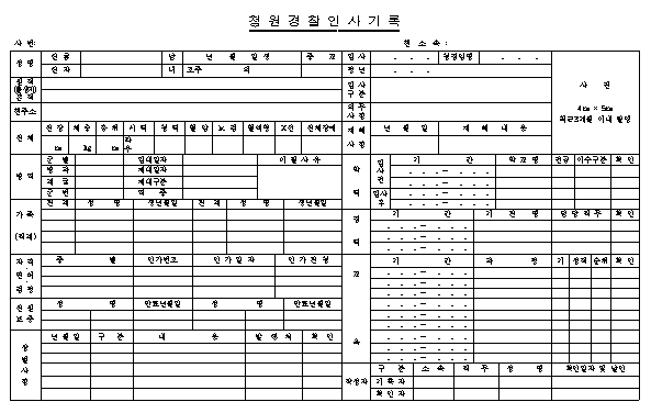 청원경찰 인사기록카드