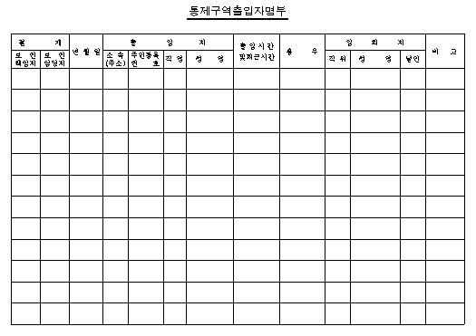 통제구역 출입자명부