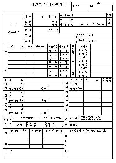 개인별 인사기록카드