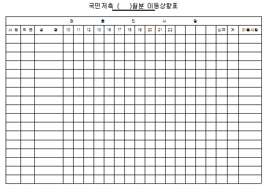 국민저축 월분 이동상황표
