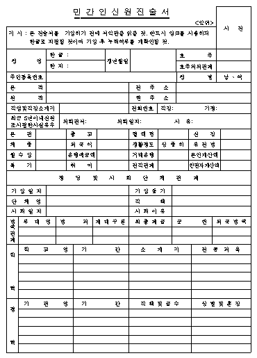 민간인신원진술서