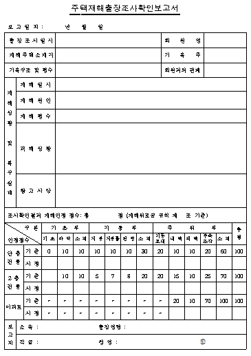 주택재해 출장조사 확인보고서